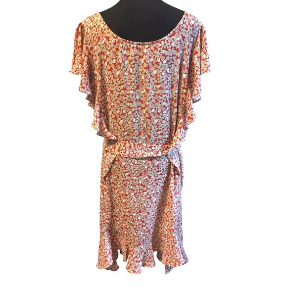 Max Studio NWOT Women's Plus Size 3X Flutter Sleeve Waist Tie Dress Floral Boho - Picture 2 of 6